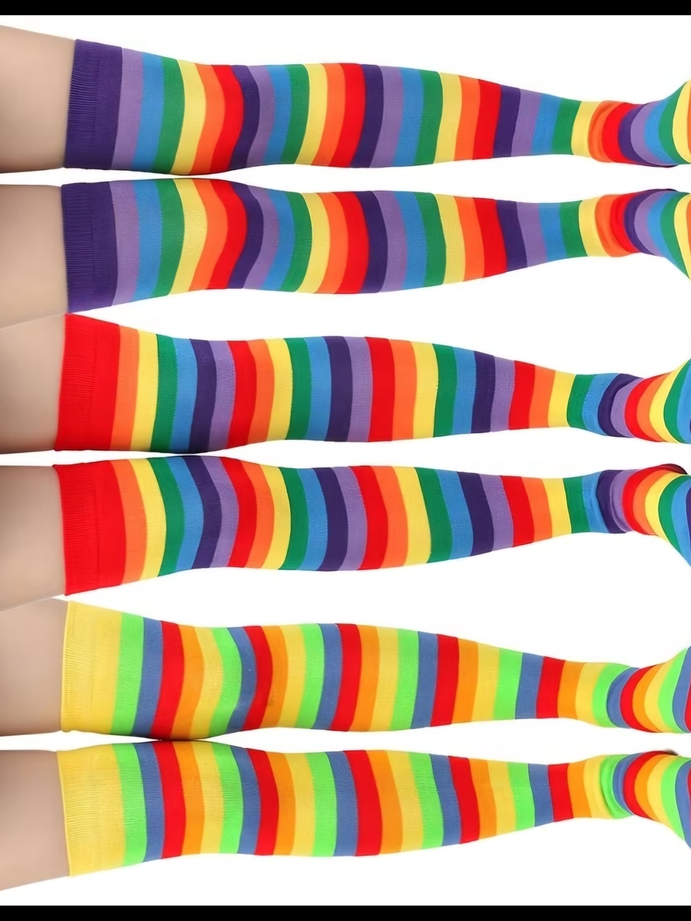 NEW! 🌈 🧦 PRIDE & SOLIDARITY Rainbow Striped HIGH SOCKS CUTE RETRO FUN ONE SIZE - Picture 8 of 9
